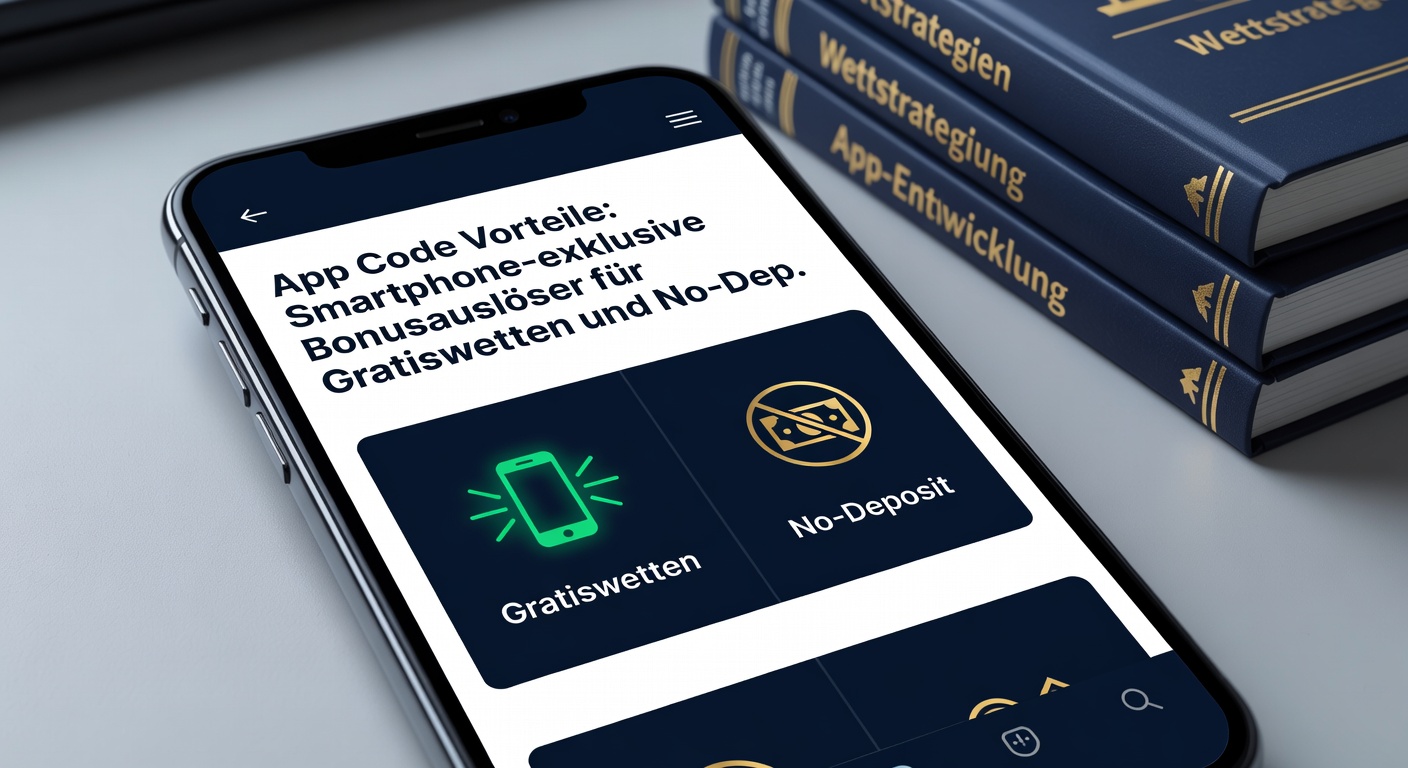 Detaillierte Ansicht einer Wett-App mit eingegebenem Code, der No-Deposit-Bonus und Freebets freischaltet, inklusive Grafiken zu Quoten-Boosts