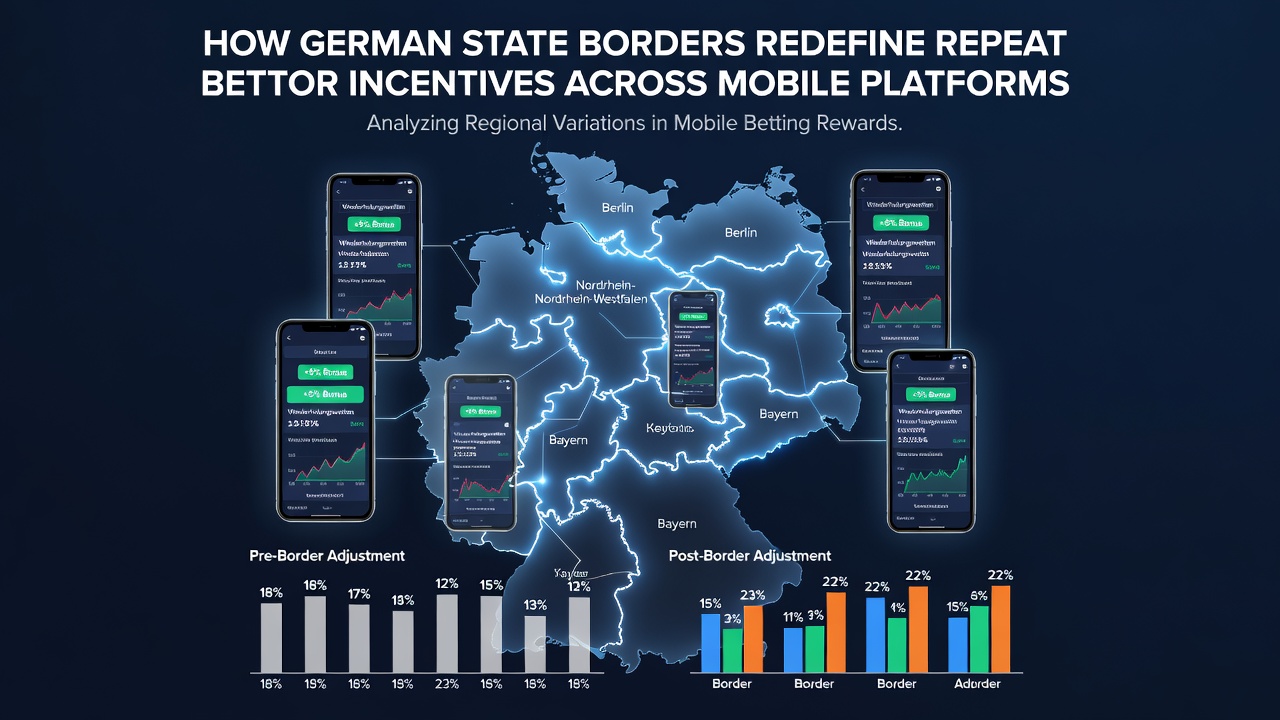 Karte der deutschen Bundesländer mit Markierungen zu unterschiedlichen Glücksspielregulierungen und mobilen Bonusstrukturen