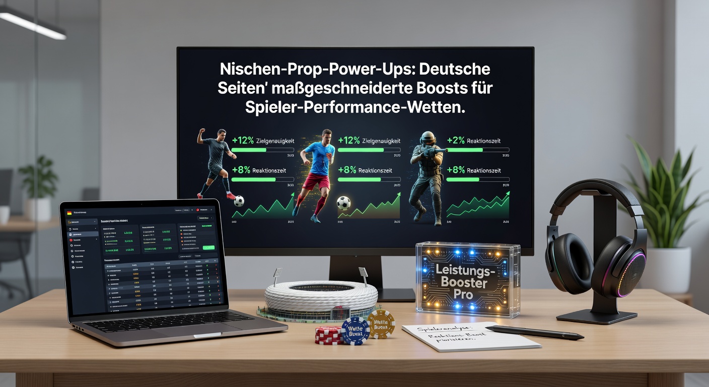 Screenshot einer Wett-App mit aktiviertem Prop-Power-Up für einen Bundesliga-Spieler, zeigt Boost-Icon, erhöhte Quote und Echtzeit-Stats