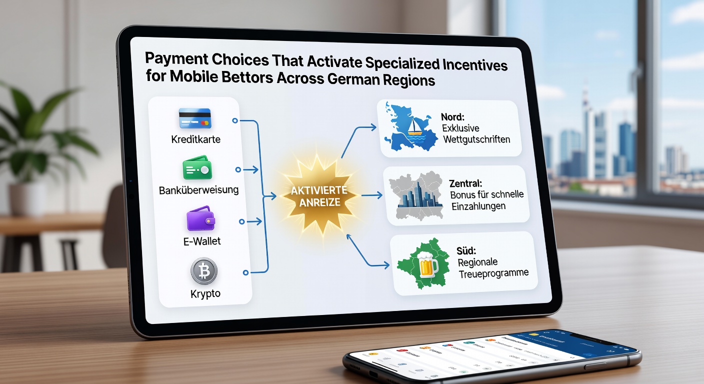 Mobile App-Oberfläche mit Zahlungsoptionen und aktivierten Anreizen für Wettende