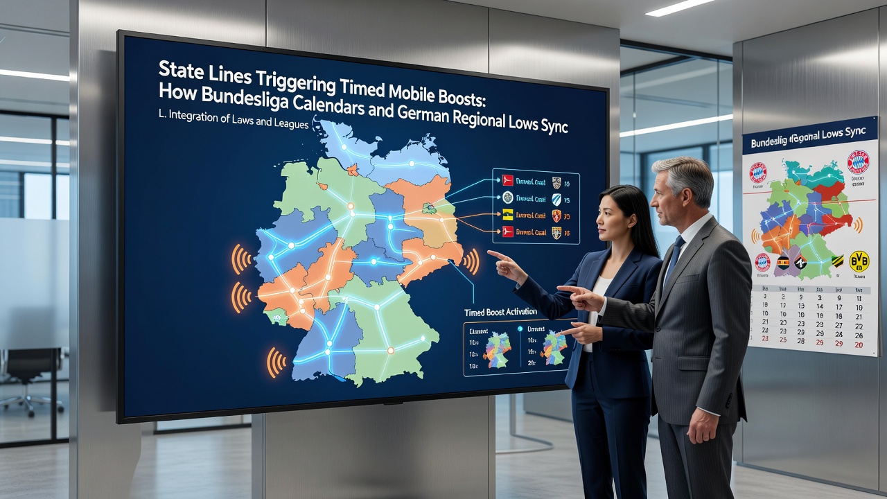 Smartphone-App-Bildschirm mit Bundesliga-Kalender, regionalen Boost-Indikatoren und Treuebelohnungen für App-Nutzer
