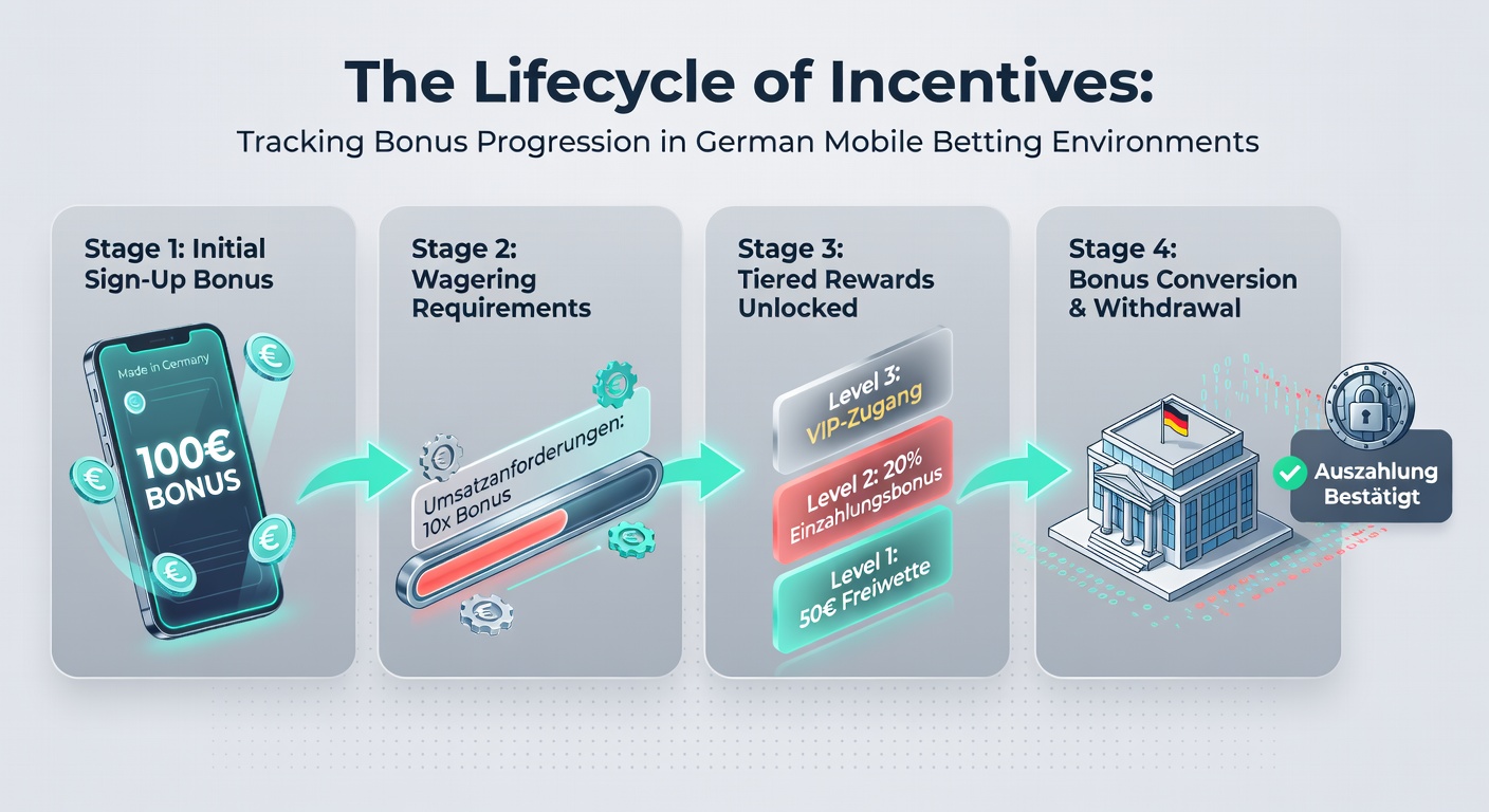 Darstellung von Tracking-Dashboards und mobilen Bonus-Fortschrittsanzeigen in Wett-Apps