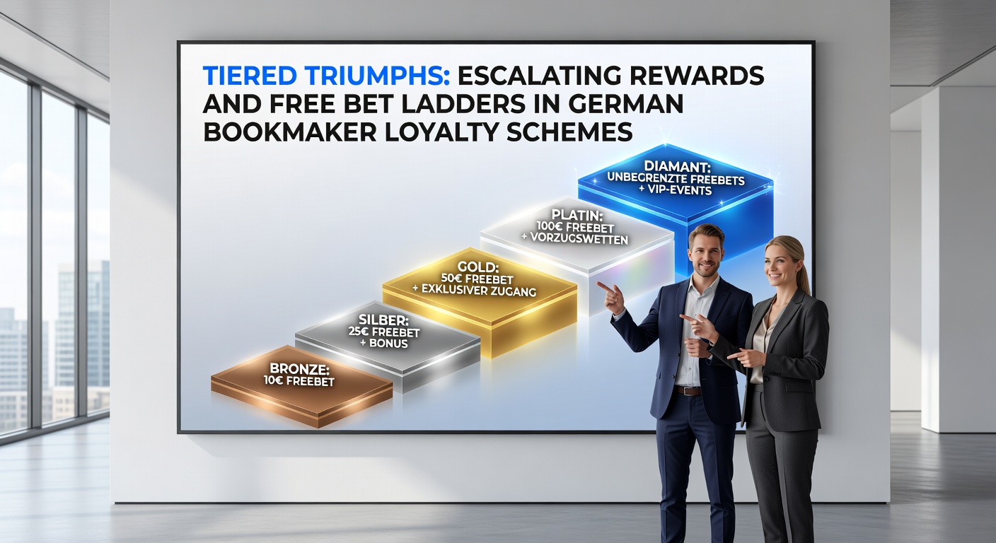 Grafik einer steigenden Leiter mit Free-Bet-Symbolen und Belohnungsstufen bei einem deutschen Buchmacher