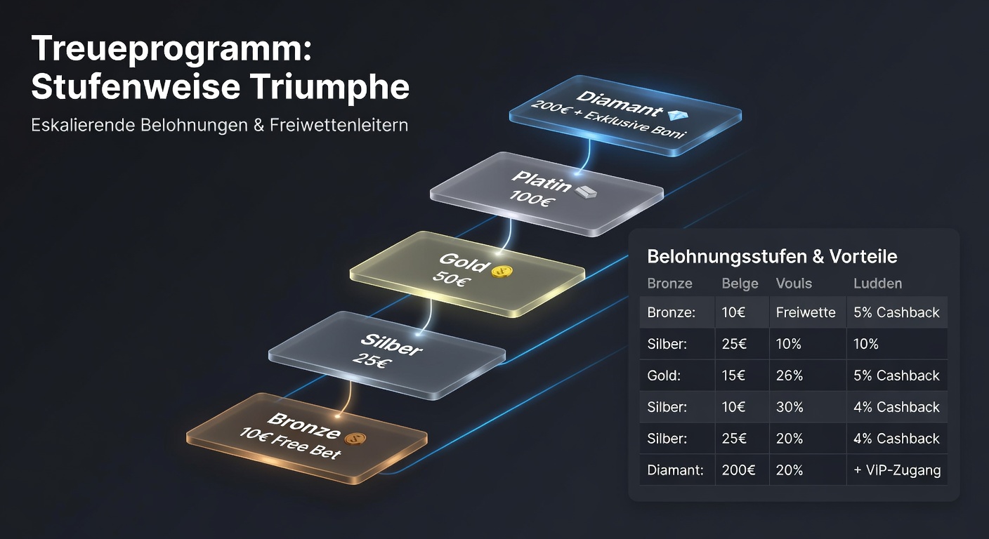 Beispiel einer Loyalty-Leiter mit Gold-Stufe, Free Bets und Punkteansammlung auf einer Buchmacher-App